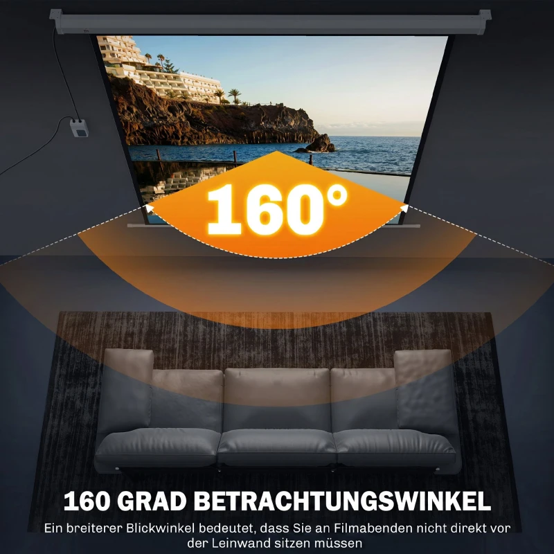 HOMCOM Projectiescherm 176,5 x 176,5 cm 85 inch 1:1 HD 4K Gemotoriseerd voor Thuisbioscoop en Kantoor