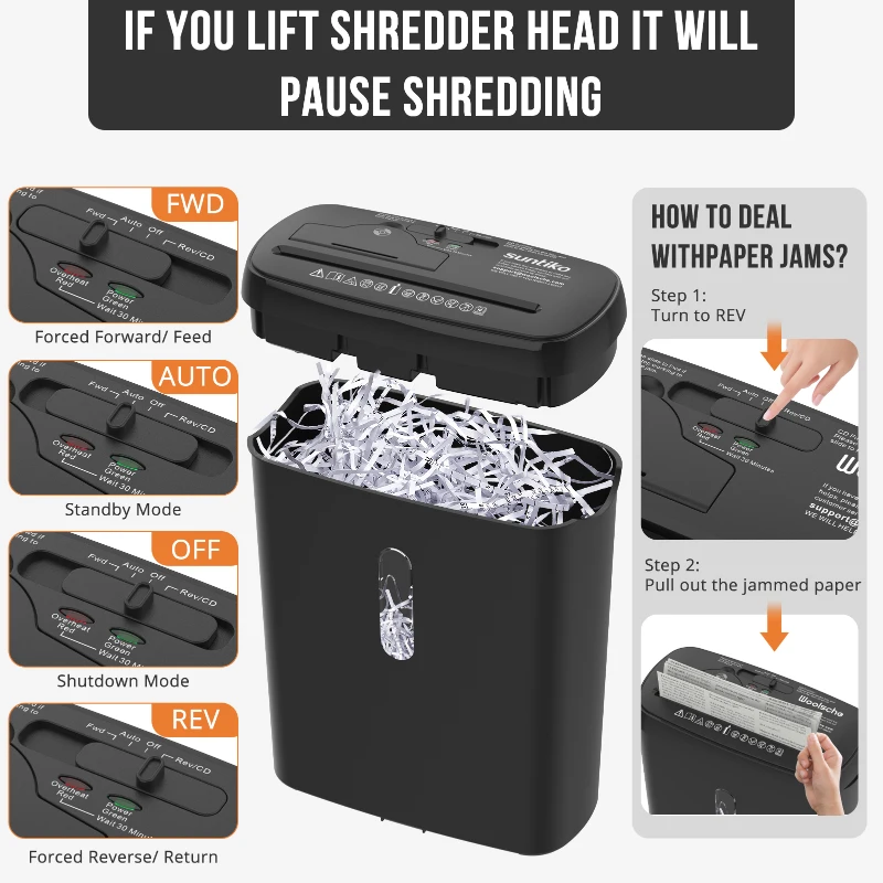 Efficient Paper Shredder with 3.17-Gallon Basket and P-2 Security Level, Perfect CD & Credit Card Shredder for Ofiices, 31L x 16W x 38H cm, Black