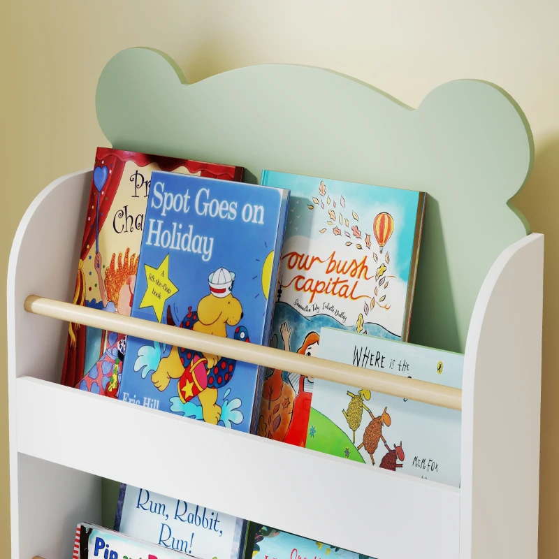 AIYAPLAY Bibliothèque pour enfant, rangement livre enfant 3 niveaux pour salle de jeux, chambre d'enfant, vert