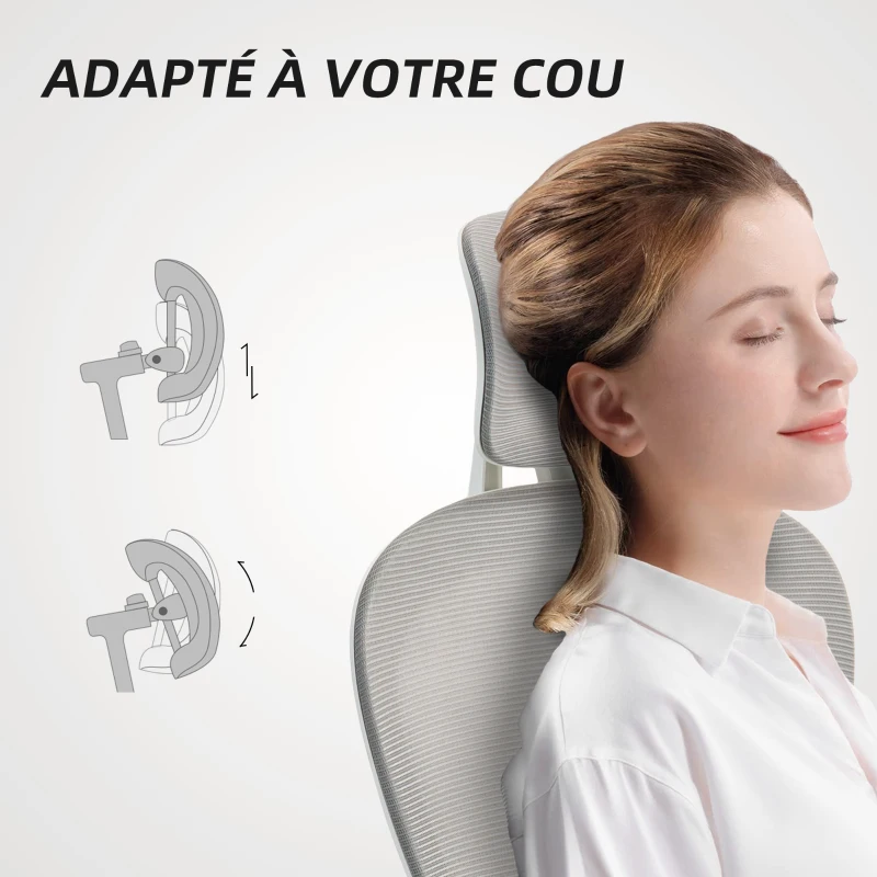 HOMCOM Chaise Bureau Ergonomique, Fauteuil de Bureau en Maille avec Accoudoirs Rabattables, Hauteur Réglable, 64x62x115cm, Gris