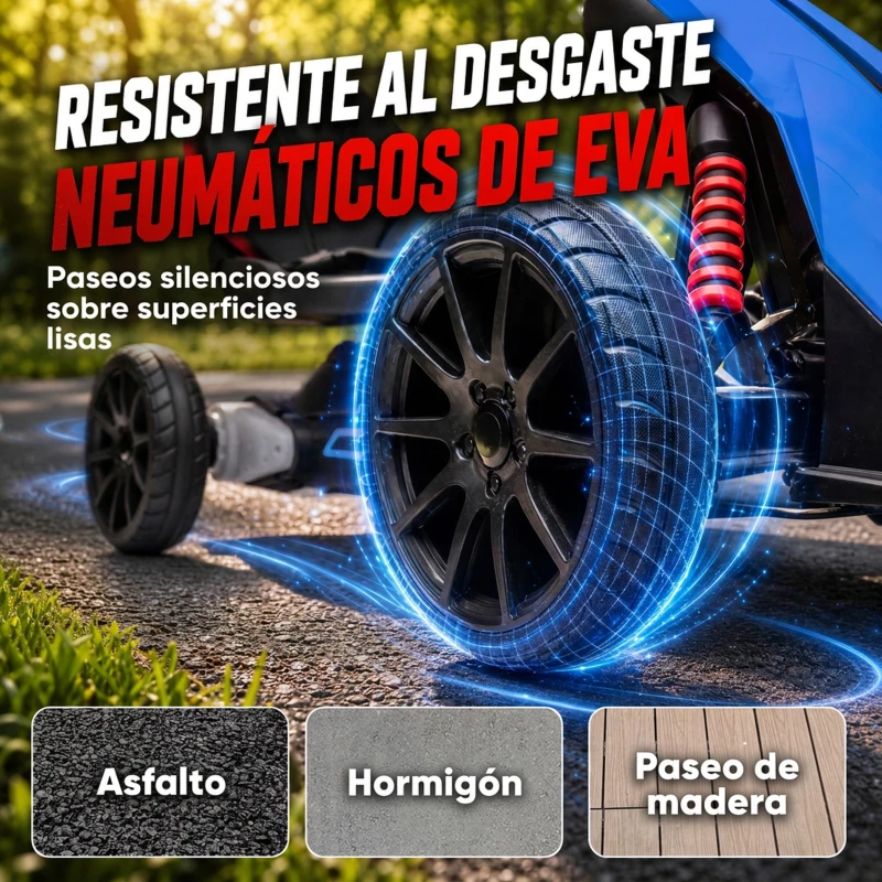 HOMCOM Kart Coche Eléctrico Infantil 12V de 3 a 8 Años Velocidad 3-5km/h y Cinturón de Seguridad 100x58x58,5cm Azul