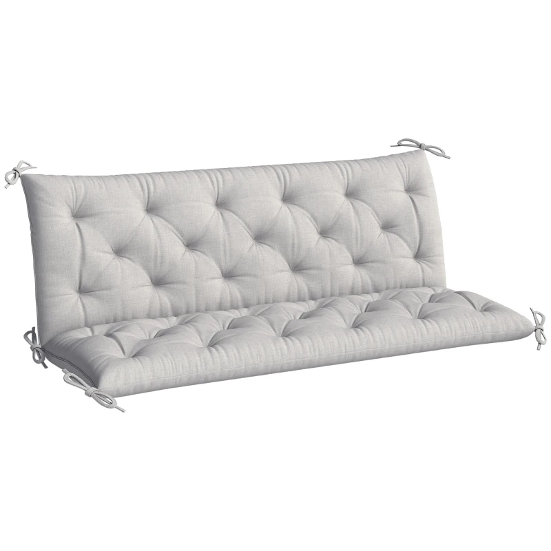 Outsunny Coussin matelas assise dossier pour banc de jardin balancelle canapé 3 places grand confort 150 x 98 x 8 cm gris clair