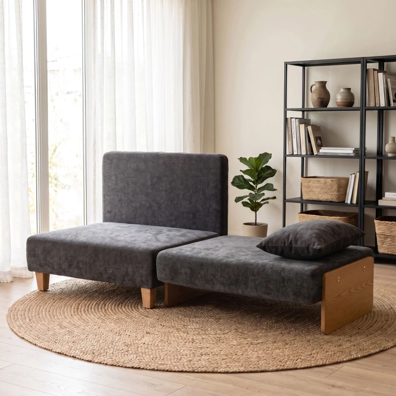HOMCOM Schlafsessel 2-in-1 mit Bettfunktion, Schlafsofa mit 2 waschbaren Kissen, Seitentaschen für Wohnzimmer, Schlafzimmer