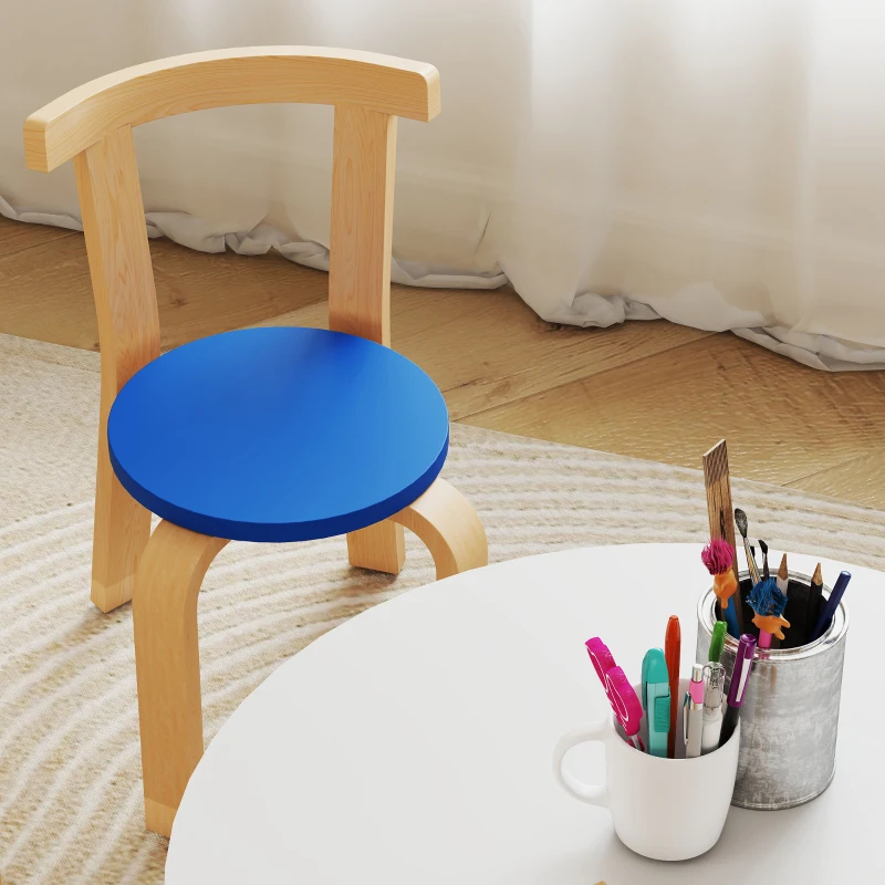 AIYAPLAY Set Tavolo e Sedie per Bambini 3-8 Anni 5 pz con Bordi Arrotondati in Legno Multicolore