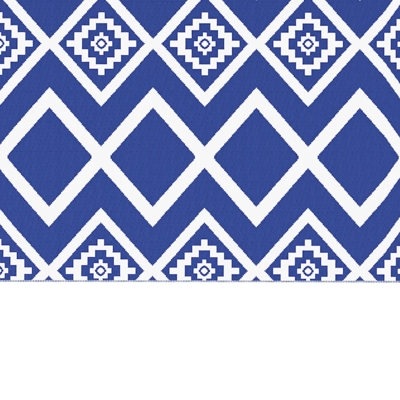Outsunny Plastic Straw Reversible RV Outdoor Rug with Carry Bag, 182 x 274cm, Blue and White