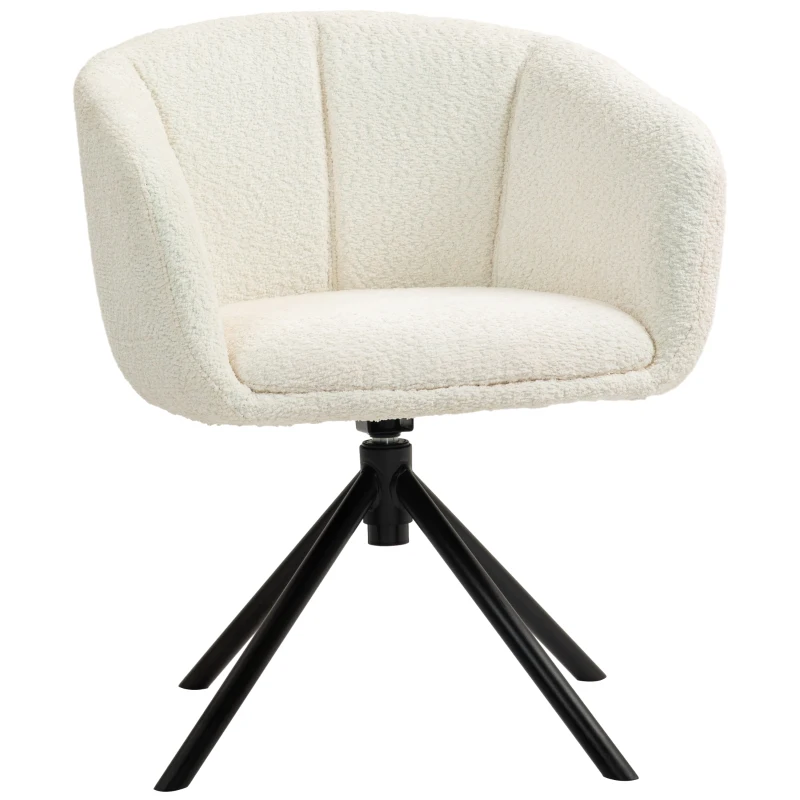 HOMCOM Chaise de salle à manger pivotante 360°, chaise de cuisine avec assise rembourrée, 58,5 x 59 x 78,5 cm, crème