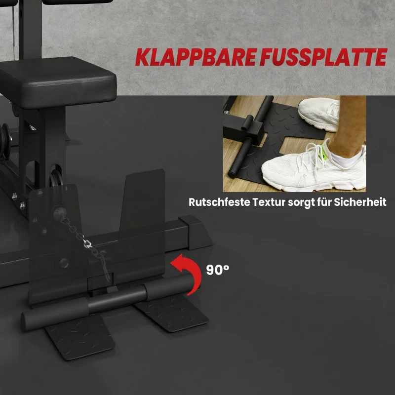 SPORTNOW Kraftstation für Zuhause, Ruderzüge, ohne Gewichte, Fitnessgerät für Zuhause, Stahl, Kunstleder, Schwarz