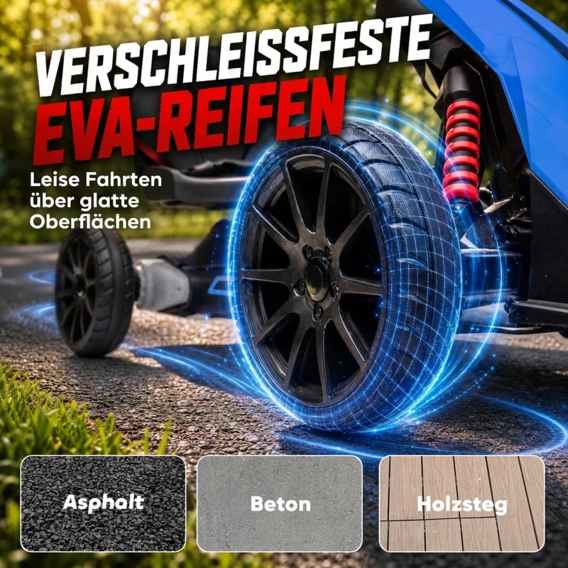 HOMCOM Elektrische skelter voor kinderen, 3-5 km/u, 2 snelheden, veiligheidsgordel, EVA-wielen, 3-8 jaar