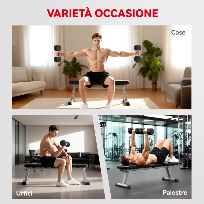HOMCOM Set di Manubri da 2x20 kg con Impugnatura Antiscivolo, in Metallo, per Allenamento Fitness Casa e Palestra, Nero