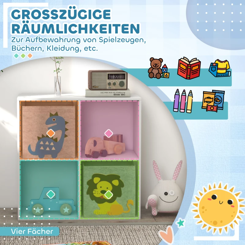 ZONEKIZ Opbergrek voor Kinderen, Kubussen, Laden, MDF, Kantelbeveiliging, Wit