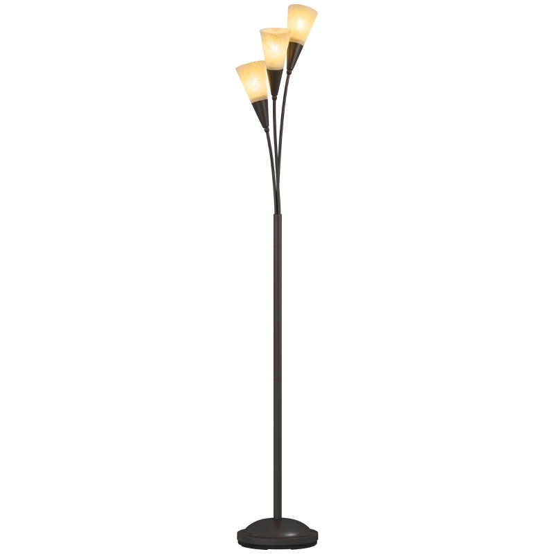 HOMCOM Modern Standing Lamp, 3-Light Upright Floor Lamps for Living Room, Black