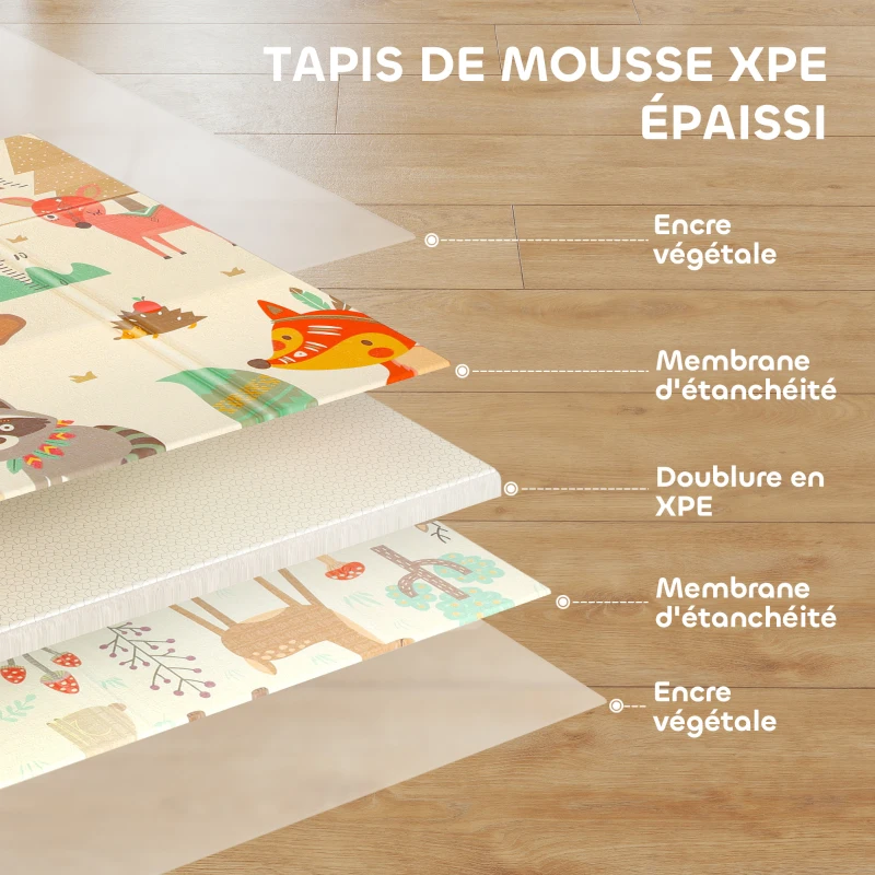 AIYAPLAY Tapis de jeu pour enfant bebe, tapis d'éveil bébé pliable épais réversible en mousse, 196 x 176 x 1,5 cm, multicolore