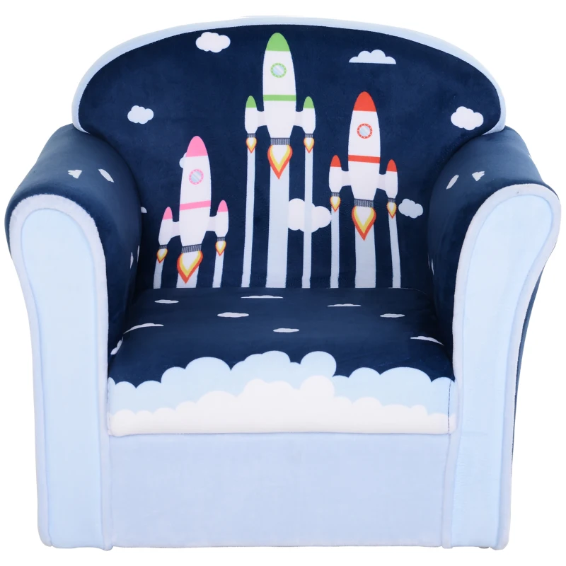 HOMCOM Children Chair Armchair Single Sofa,  50 x 39 x 44cm, for 18M+, Blue