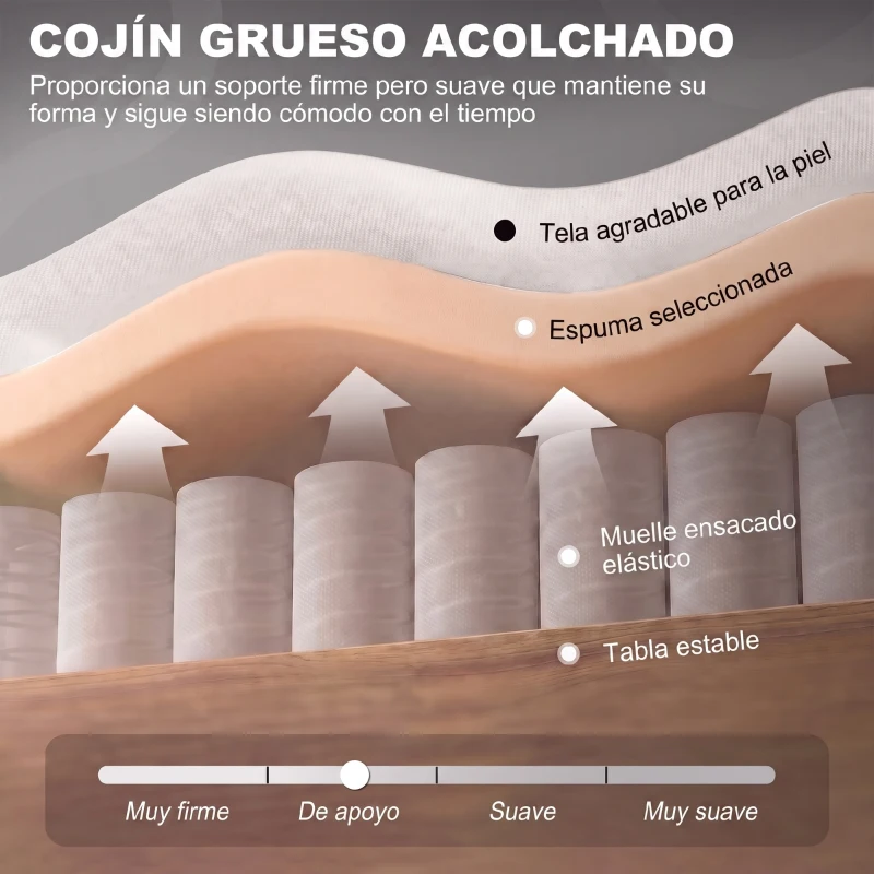 HOMCOM Sillón de Salón con Reposacabezas y Patas de Madera Butaca Carga 160 kg para Dormitorio Oficina Sala de Estar Crema