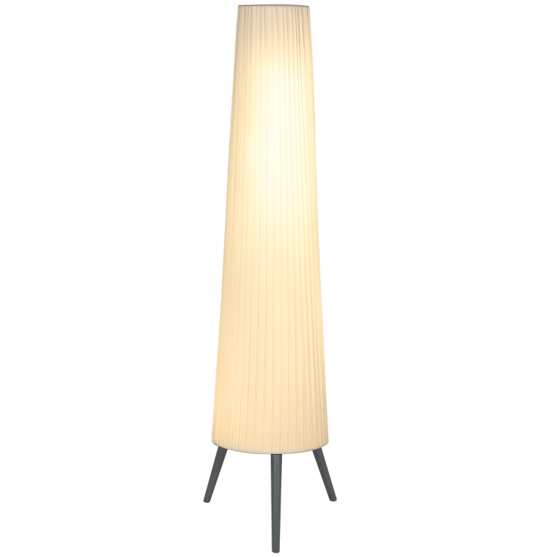 HOMCOM Dimmable Tripod Floor Lamp with Foot Switch, Nordic Standing Lamp with Fabric Shade, 153cm, White and Grey