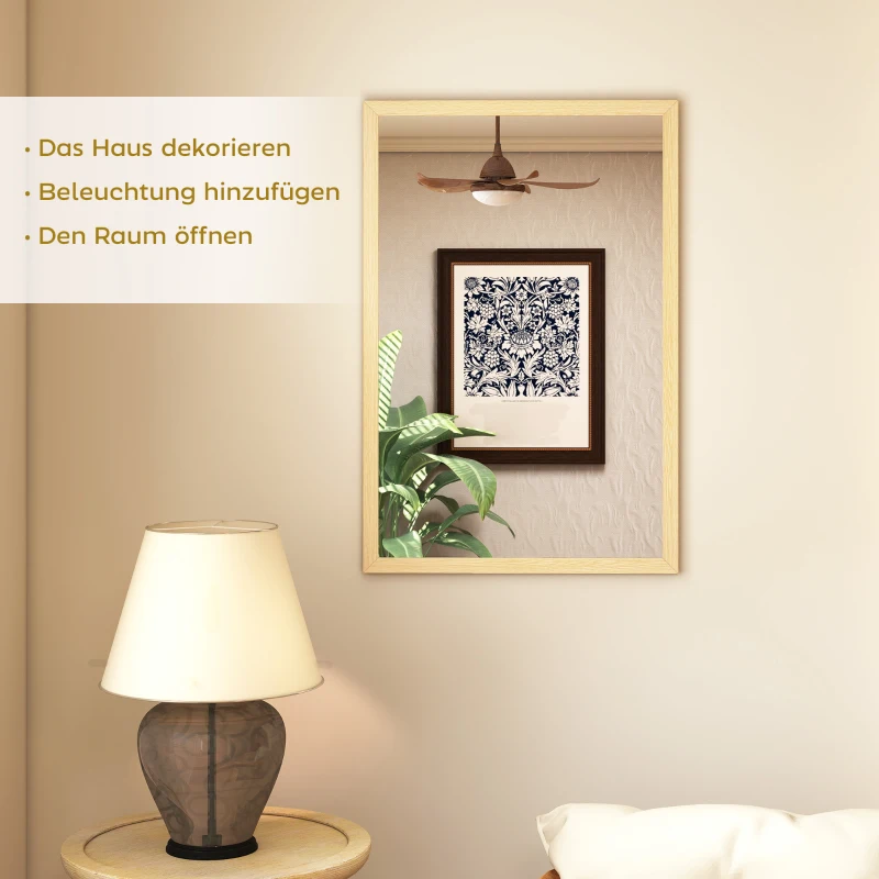 HOMCOM Wandspiegel, 40 x 60 cm, Dekorativer Hängespiegel, einfache Montage, inkl. Schrauben