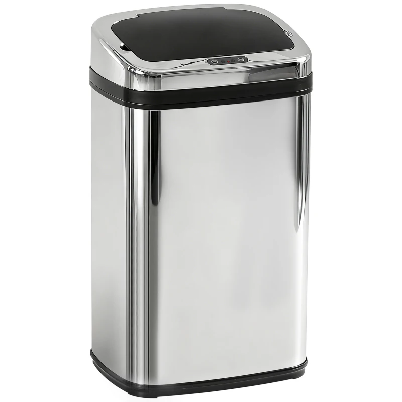 HOMCOM 30L Stainless Steel Motion Sensor Lid Bin - Silver Tone