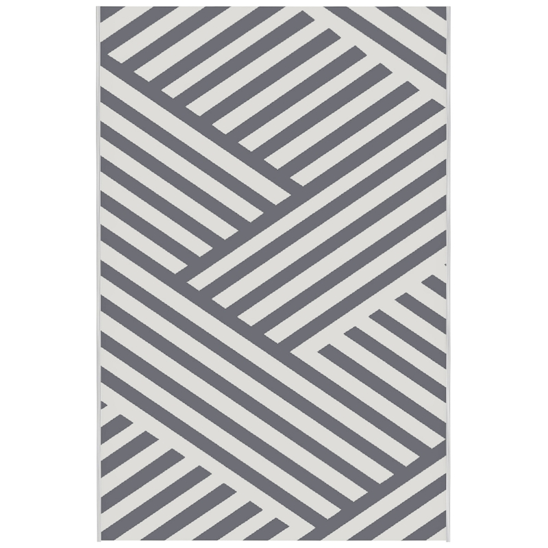 Outsunny Plastic Straw Reversible RV Outdoor Rug with Carry Bag, 182 x 274cm, Grey and Cream