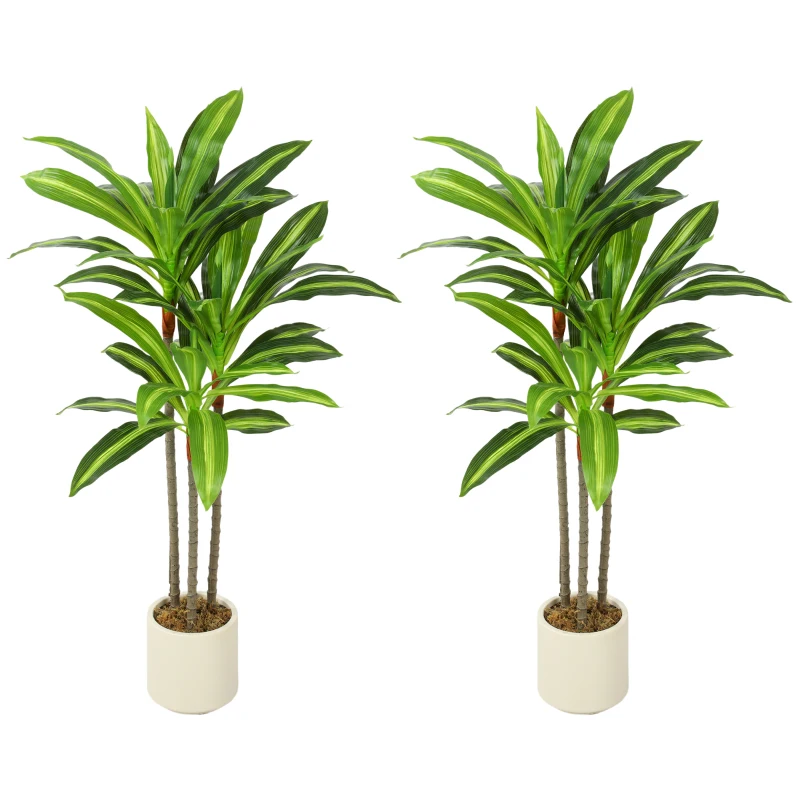 HOMCOM 90cm Lifelike Fake Tree, Artificial Dracaena Tree with Bendable Trunks, Green
