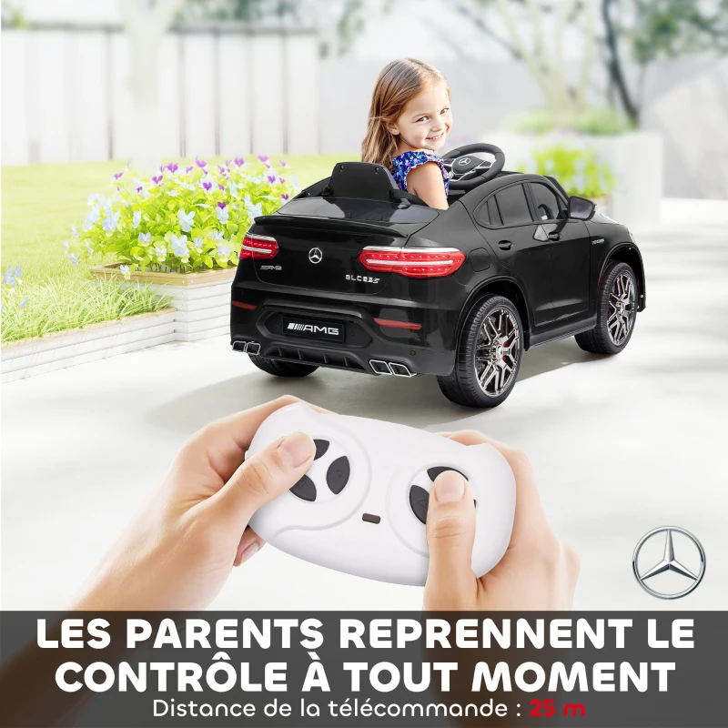 HOMCOM Voiture véhicule électrique Enfants 12 V 35 W V. 3-5 Km/h télécommande Effets sonores + Lumineux Noir Mercedes GLC AMG(m-5)