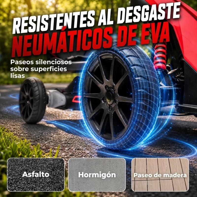 HOMCOM Kart Coche Eléctrico Infantil 12V de 3 a 8 Años Velocidad 3-5km/h y Cinturón de Seguridad 100x58x58,5cm Rojo