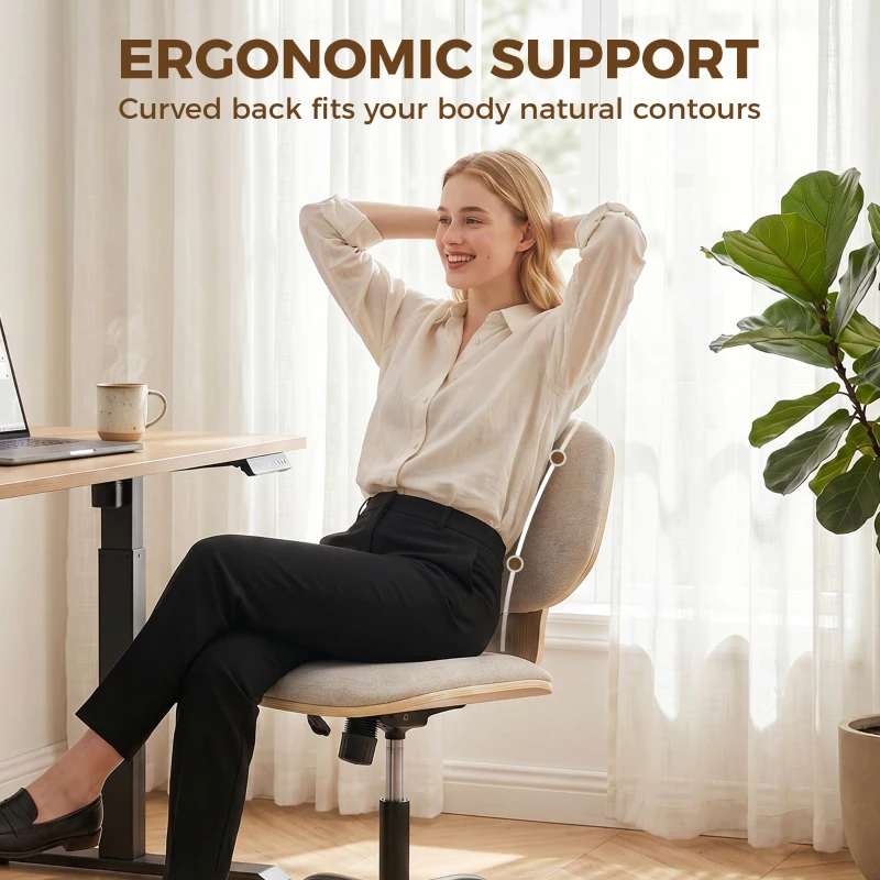 HOMCOM Home Office Desk Chair Rocking Function Ergonomic Swivel Chair with PU Wheels, Light Grey
