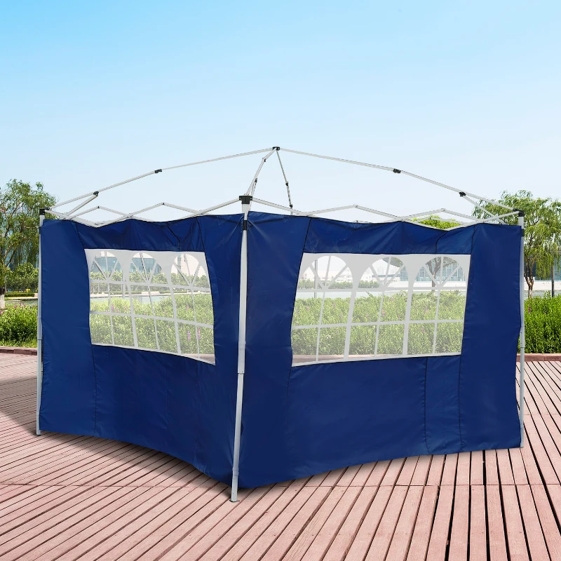 Outsunny 2 Paredes Laterales para Carpas de 3 x 3 m/3 x 6 m, 300x200 cm, Paredes Laterales de Repuesto para Cenador de Tela Oxford con Ventana, para Jardín, Exteriores, Fiestas, Azul