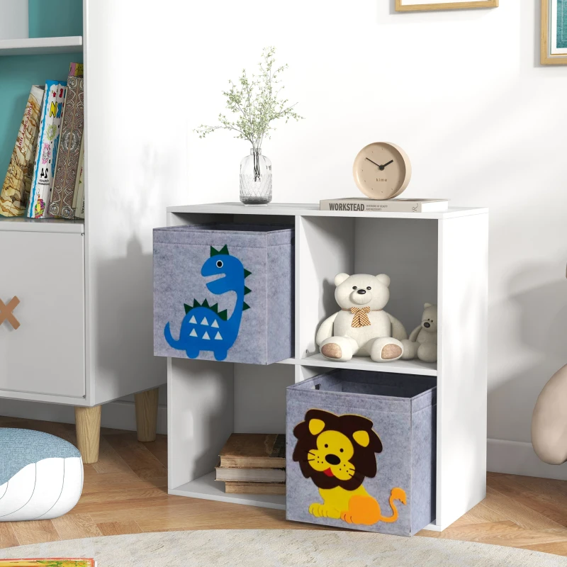 ZONEKIZ Aufbewahrungsregal für Kinder, Würfel, Schubladen, MDF, Kippschutz, Weiß