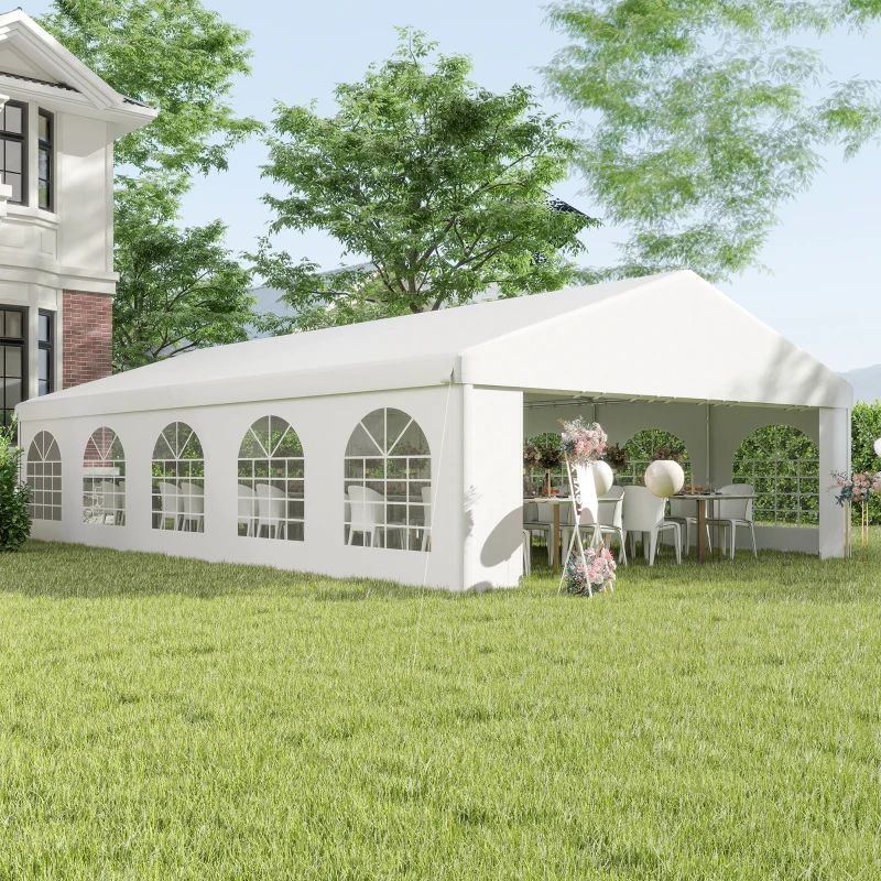 Outsunny Gazebo da Giardino 10x6m con Pareti Rimovibili e Finestre, Acciaio e Poliestere