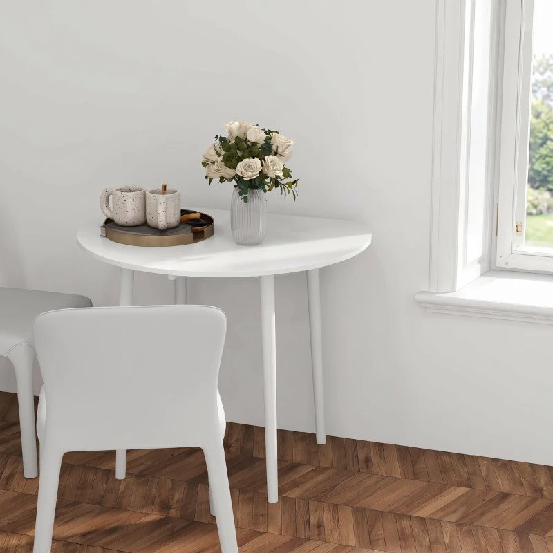 HOMCOM Masă Pliantă Modernă cu Extensii Laterale pentru Bucătărie și Living, din PAL, Ø89 x 73,5 cm