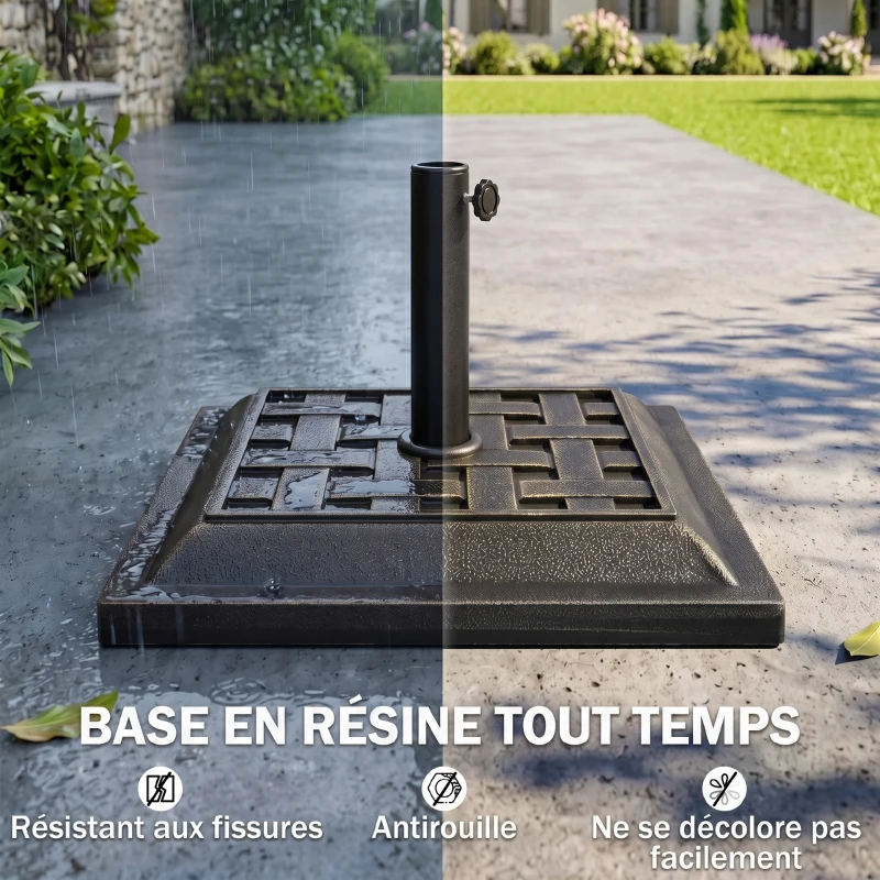 Outsunny Basamento per Ombrellone da Giardino in Resina e Acciaio Stile Vintage