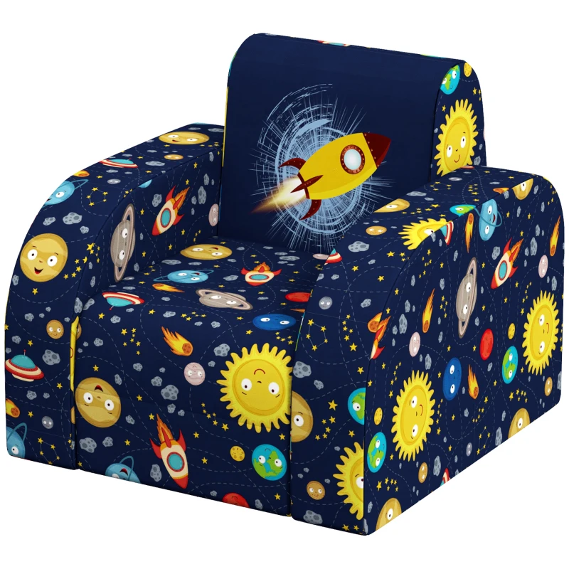 AIYAPLAY Foldable Toddler Chair Soft Snuggle Sponge Filled for Bedroom Playroom, Aged 18 Months to 3 Years - Dark Blue