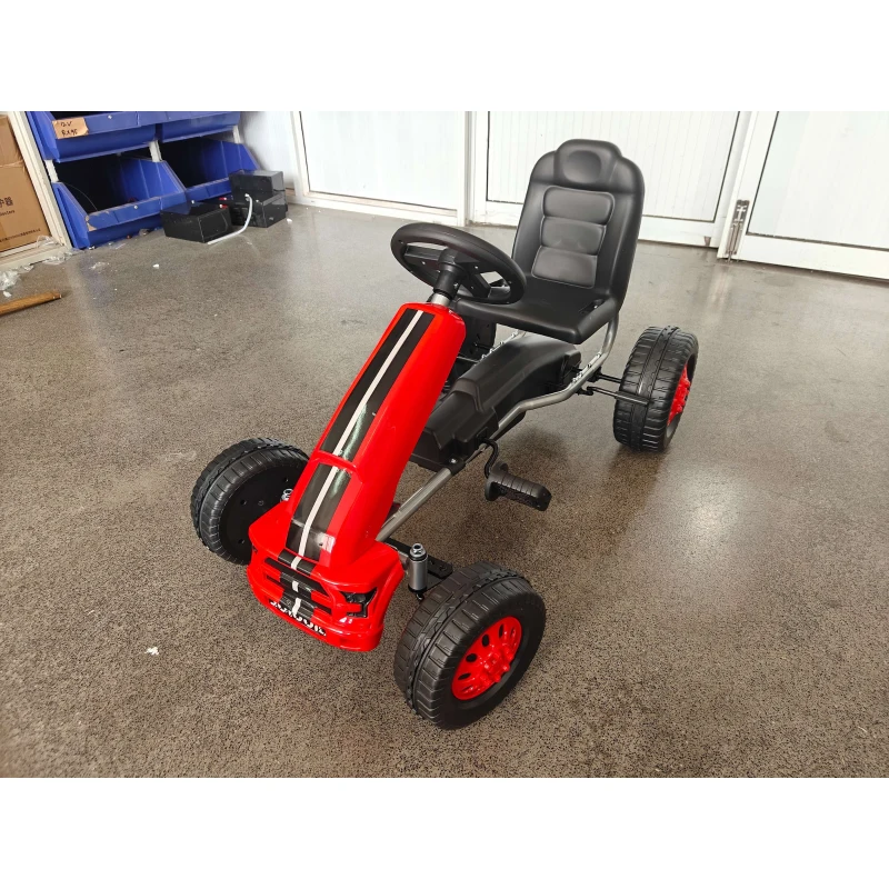 AIYAPLAY Go-Kart para Crianças +3 Anos com Assento Ajustável, Volante, Travão de Mão, Estrutura em Alumínio e Aço, até 30 kg, Vermelho