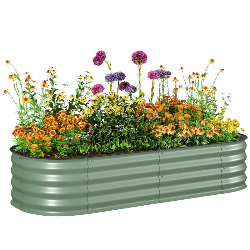 Outsunny Jardinière surélevée carré potager de jardin en acier modulable légumes, plantes, fleurs, dim. 150 x 62 x 30 cm vert