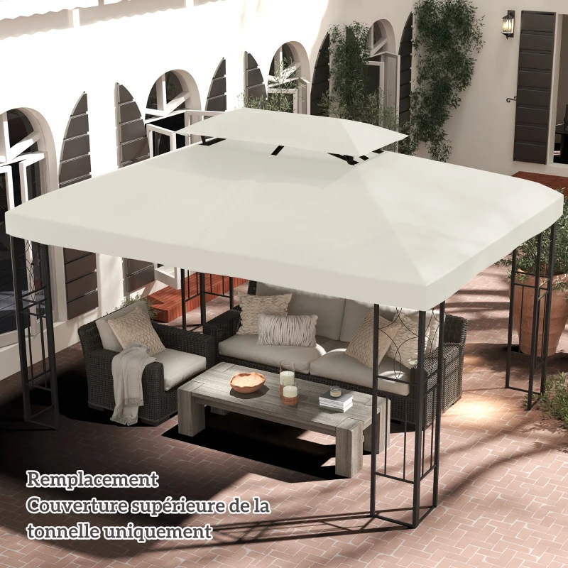 Outsunny Toit de Rechange pour Tonnelle Crème 3 x 4 m