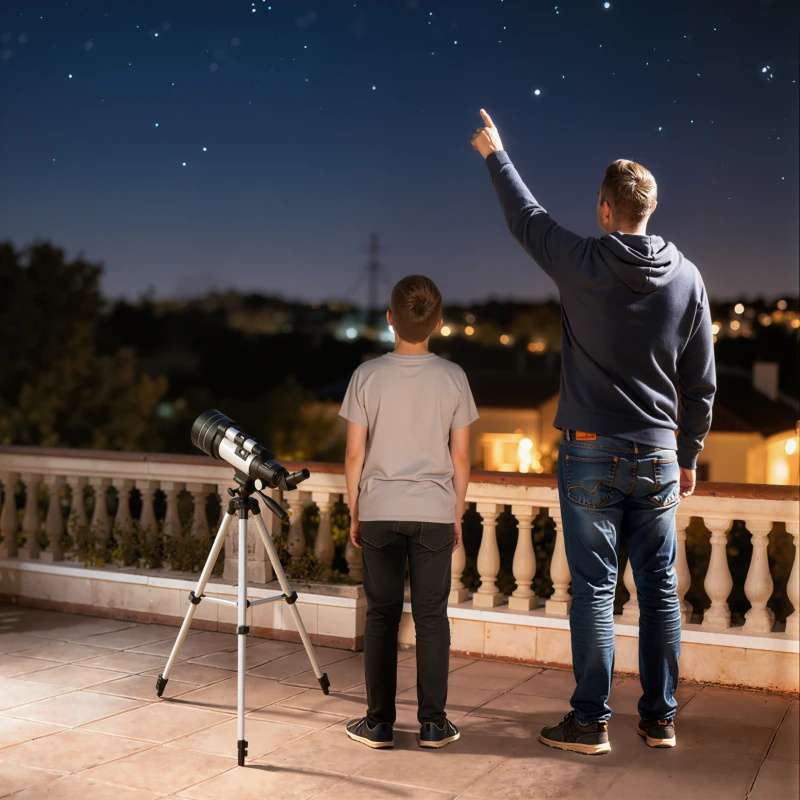 Outsunny Télescope Astronomique 70 mm, Télescope Réfracteur 100X/50X/30X avec 3 Oculaires, Monture AZ 300 mm, 76x76x133cm, Blanc