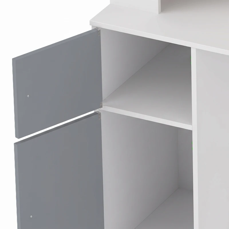 AIYAPLAY Bureau Enfant avec Chaise, Table d'Étude, Support de Tablette Réglable, Porte-Stylos, Panneau en Liège, 5-12 ans, Gris