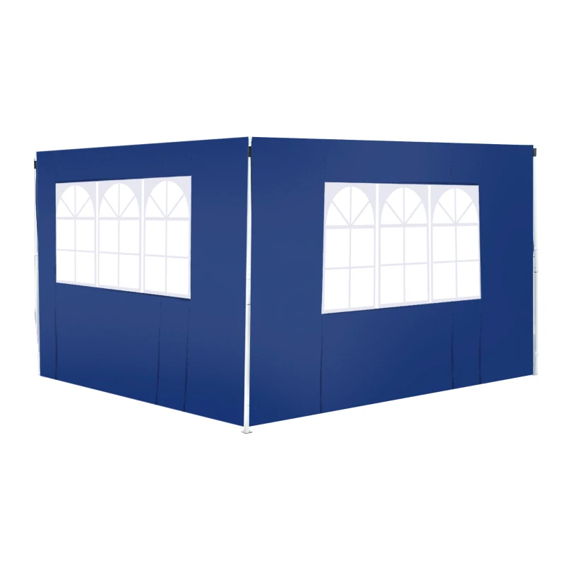 Outsunny 2 Paredes Laterales para Carpas de 3 x 3 m/3 x 6 m, 300x200 cm, Paredes Laterales de Repuesto para Cenador de Tela Oxford con Ventana, para Jardín, Exteriores, Fiestas, Azul