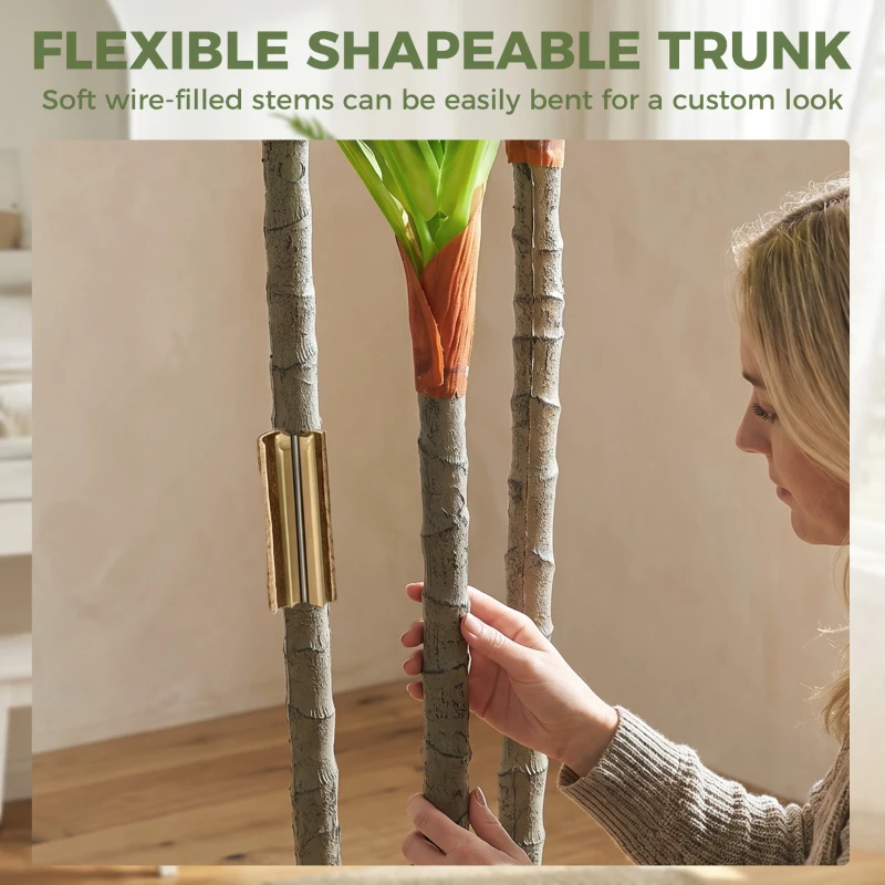HOMCOM 90cm Lifelike Fake Tree, Artificial Dracaena Tree with Bendable Trunks, Green