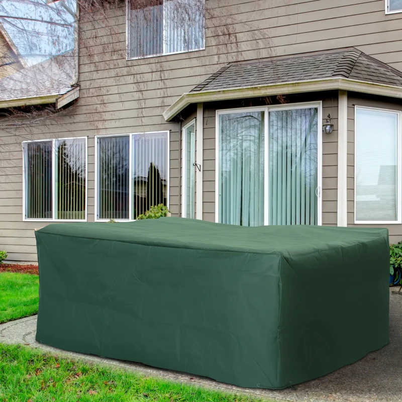 Outsunny Outdoor Garden Furniture Cover Waterproof, Anti-UV 600D Heavy Duty Oxford Fabric Patio Furniture Cover for Rectangular Sofa Table Set, Green, 210 x 140 x 80 cm
