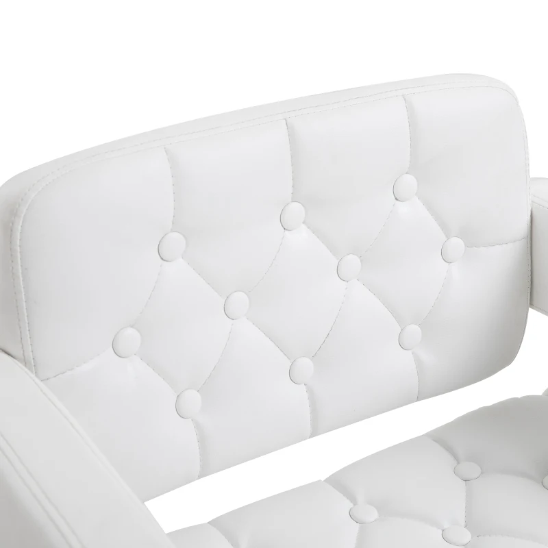 HOMCOM Tabouret de bar pivotant chaise de bar réglable en hauteur avec dossier repose-pieds et accoudoirs 61x50x93-113cm blanc