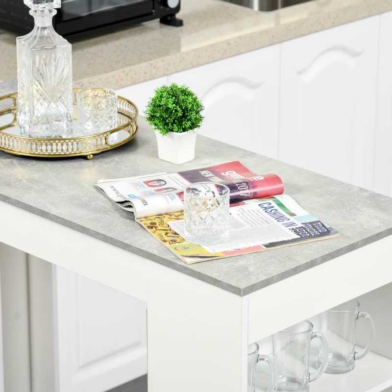 HOMCOM Table de bar pour 2 personnes, table haute mange debout avec 4 étagères ouvertes, 115x50x102,7cm, blanc et gris