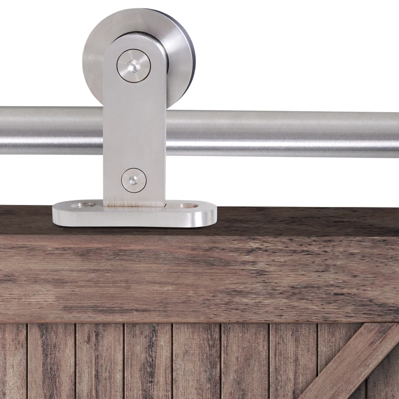 HOMCOM Kit Montaggio per Porta Scorrevole Singola da 2000mm con Binario e Accessori in Acciaio Inox per Pareti di Cemento o Legno