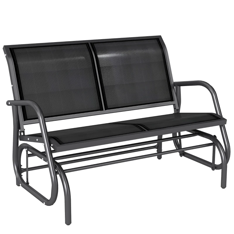 Outsunny -Sitzer Schaukelstuhl Gartenbank mit Schaukelmechanismus bis 200 kg belastbar 120 x 70 x 85 cm Schwarz