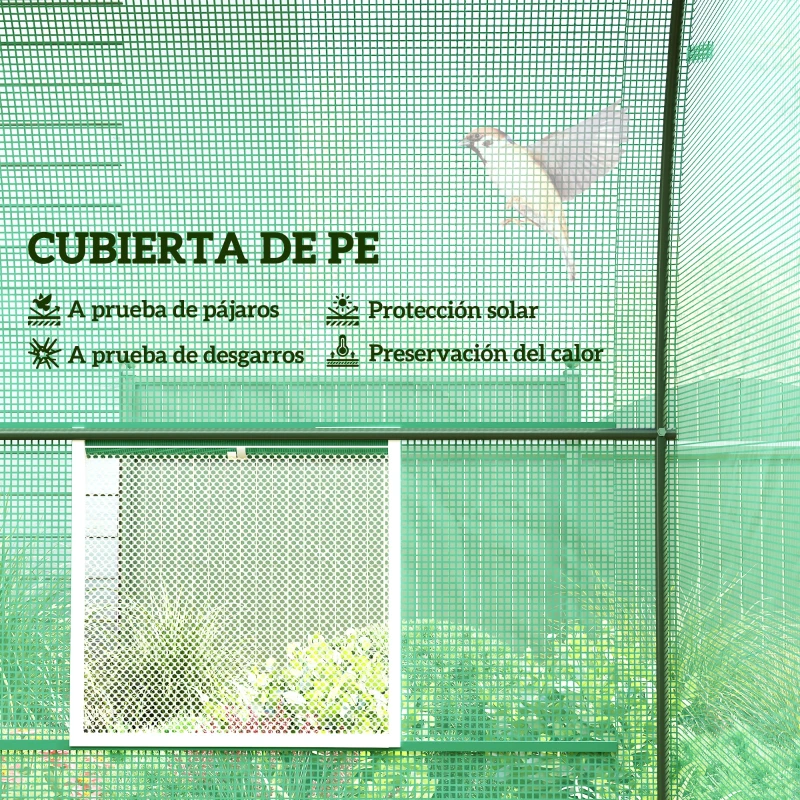Outsunny Invernadero de Exterior 2,5x2x2 m Invernadero de Túnel con Cubierta de PE 140 g/m² para Cultivo Plantas Verduras Frutas en Jardín Terraza Verde