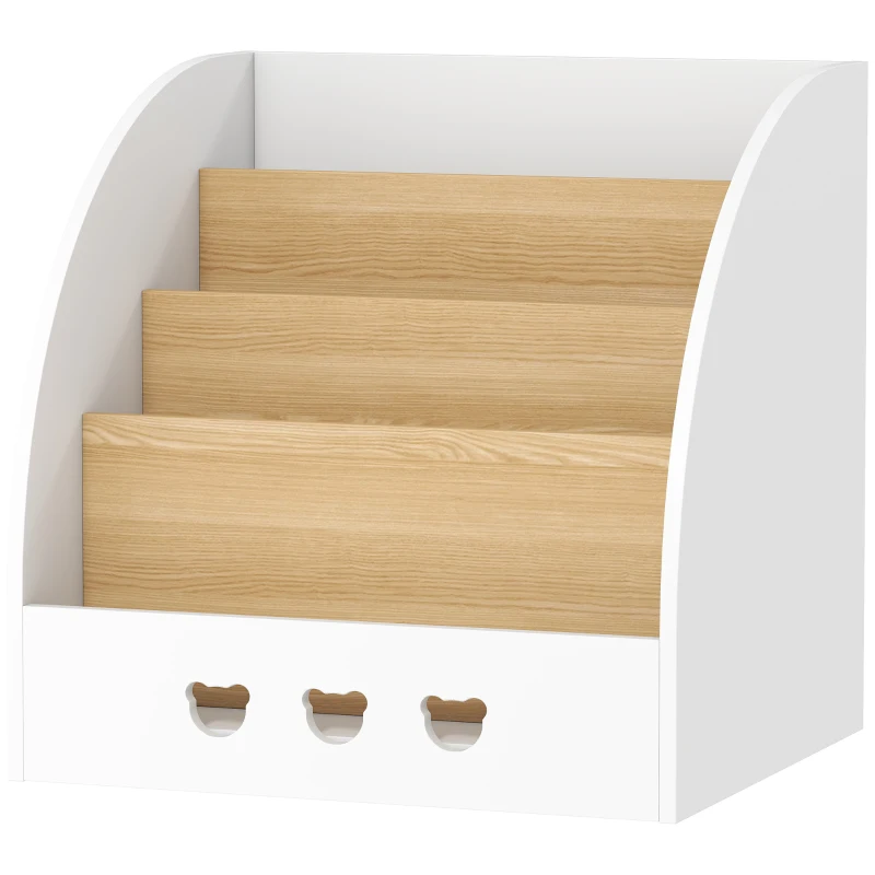 AIYAPLAY Estante Infantil para Brinquedos Organizador de Brinquedos de 4 Níveis com Compartimento Oculto  60x53x60 cm Branco e Madeira