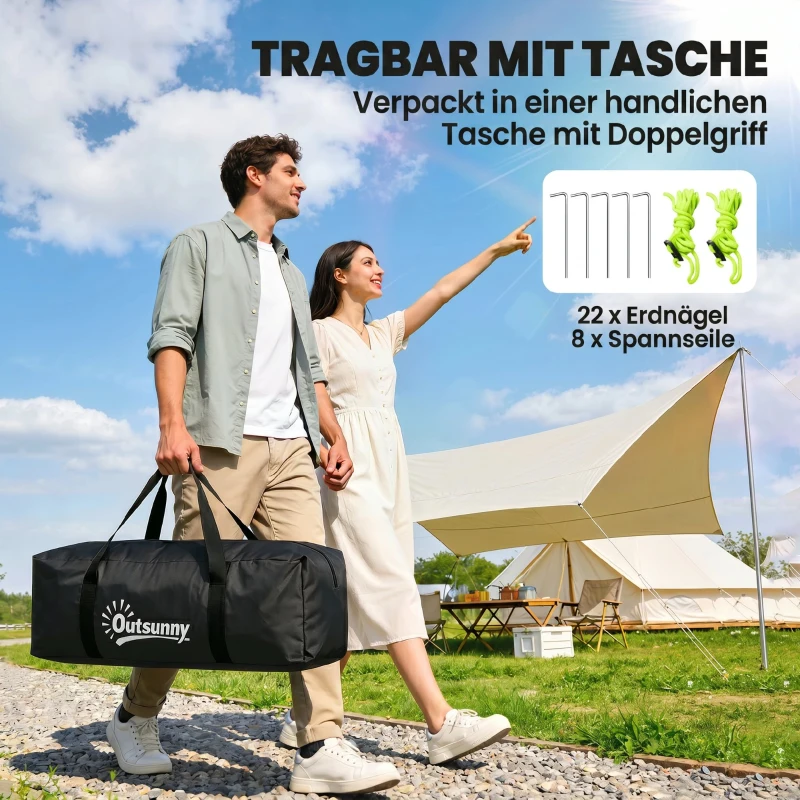 Outsunny Campingzelt Trekkingzelt Zelt, wetterbeständig, 2 Räume,  475 x 264  cm Breite x 172, Schwarz