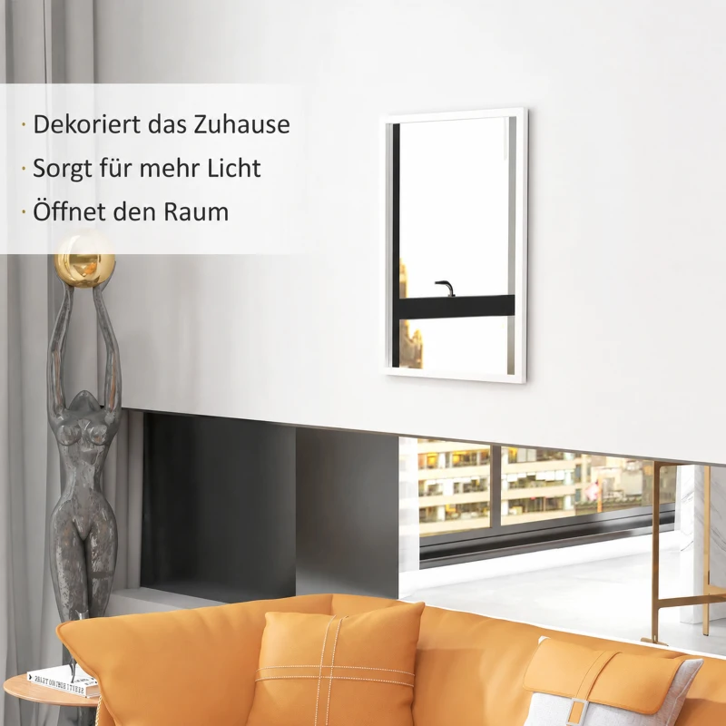 HOMCOM Wandspiegel, 60 x 80 cm, Dekorativer Hängespiegel, einfache Montage, inkl. Schrauben