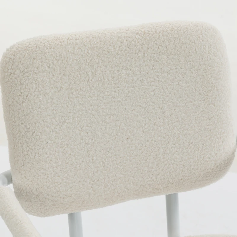 HOMCOM Chaise Bureau Ergonomique, Fauteuil de Bureau en Tissu Bouclette avec Hauteur Réglable, Fonction Bascule, Crème