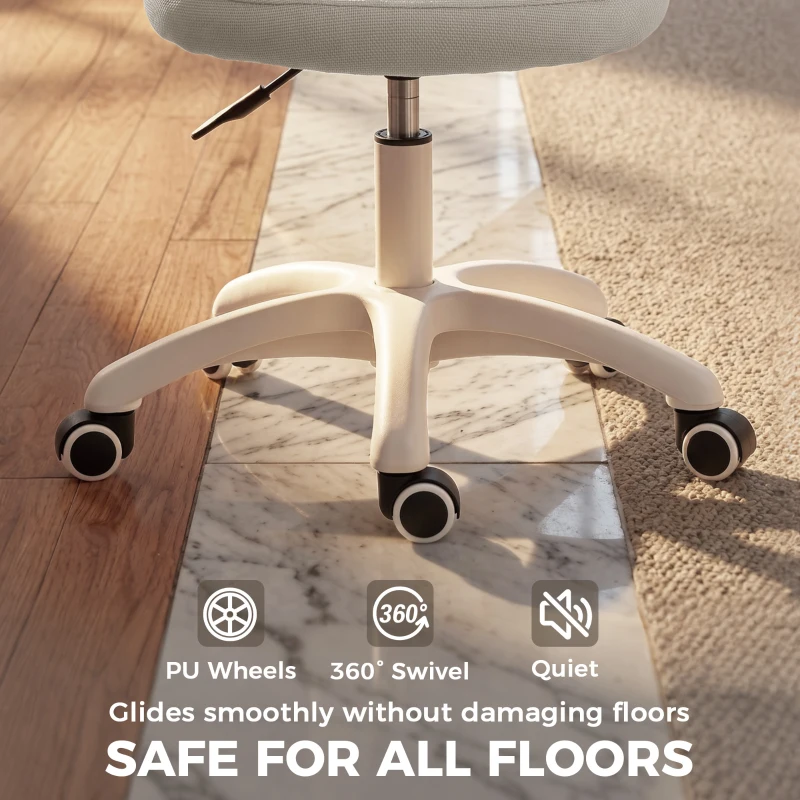 HOMCOM Office Chair, Armless Computer Desk Chair with Breathable Mesh, Adjustable Height, Swivel Wheels, Grey